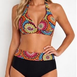 Point Zero Geometric Bikini Set | High-Waisted | Multicolour | Size 8